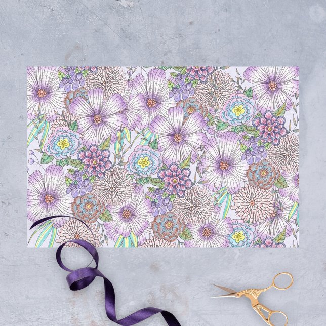 Elegante Lila Gartenanlagen und Grüne Folien Seidenpapier (Von Creator hochgeladen)