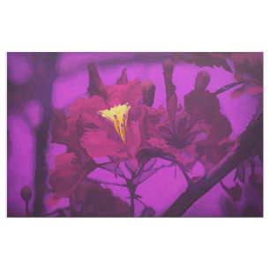 Elegante Lila Gelbe Wasserfarbe Hibiskus Blume Stoff