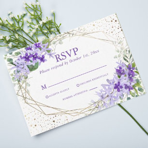 Elegante Lila geometrische Blume Hochzeit RSVP Karte