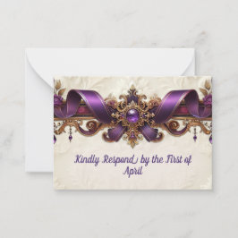 Elegante Lila- & Gold RSVP-Karte Mitteilungskarte