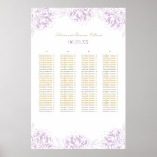 Elegante lila-goldene Pfingstrosen-Hochzeitssitzor Poster