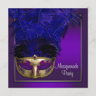 Elegante Lila Goldmasquerade-Party Einladungen