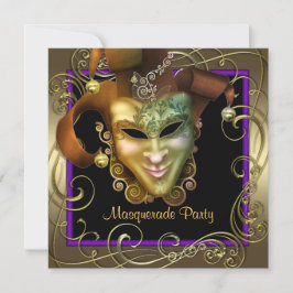 Elegante Lila Goldmasquerade-Party Einladungen