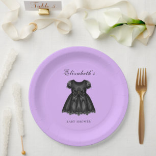 Elegante Lila Gothic-Babydusche Pappteller