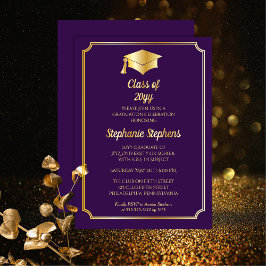 Elegante Lila Graduiertenparty Gold Folieneinladung