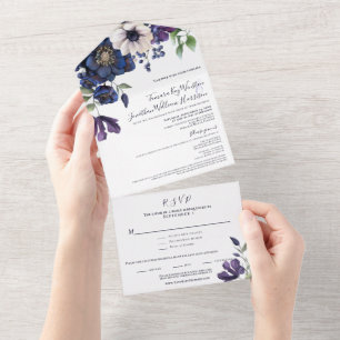 Elegante Lila Hochzeit der blauen Seenplatte All In One Einladung