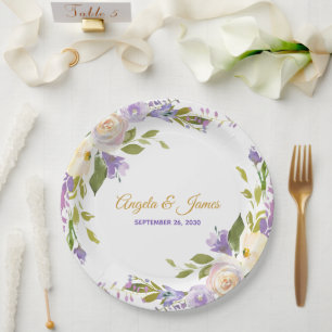 Elegante Lila Hochzeit der Wasserwelt Pappteller