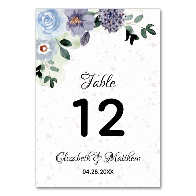 Elegante Lila Hochzeit im Wasser Tischnummer (Vorderseite)