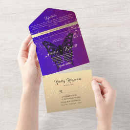 Elegante Lila Hochzeit in einer Einladung