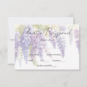 Elegante lila Hochzeit RSVP Karte