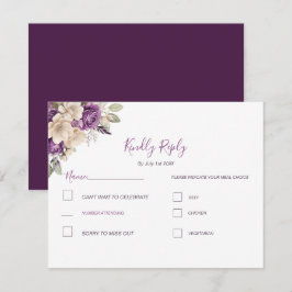 Elegante Lila Hochzeit und Hochzeit der Elfenbeink RSVP Karte