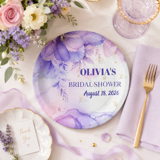 Elegante lila Hochzeitsdusche-Party-Platte Pappteller