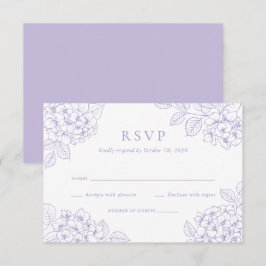 Elegante lila Hortensien-Hochzeits-RSVP Einladung