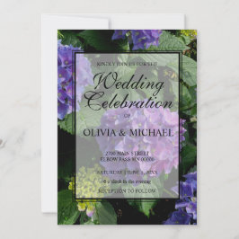 Elegante lila Hydrangea Hochzeit Einladung