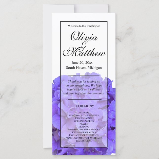 Elegante lila Hydrangeas (Vorderseite)