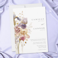 Elegante lila Iris-Aquarell-Gartenhochzeit