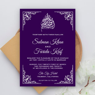 Elegante Lila islamische Hochzeitseinladung Einladung