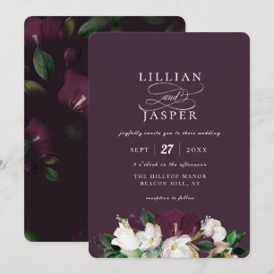 Elegante Lila Ivory Floral Bouquet Wedding Einladung