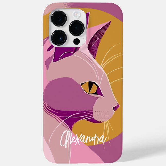 Elegante Lila Katzen Print Case-Mate iPhone 14 Pro Max Hülle (Rückseite)