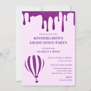 Elegante Lila Kindergarten-Graduiertenparty Einladung