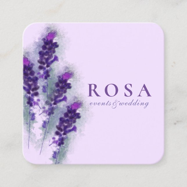 Elegante Lila Lavander-Blume Quadratische Visitenkarte (Vorderseite)