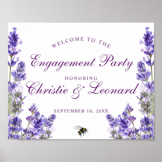Elegante Lila Lavander Blume Verlobung Poster (Vorne)