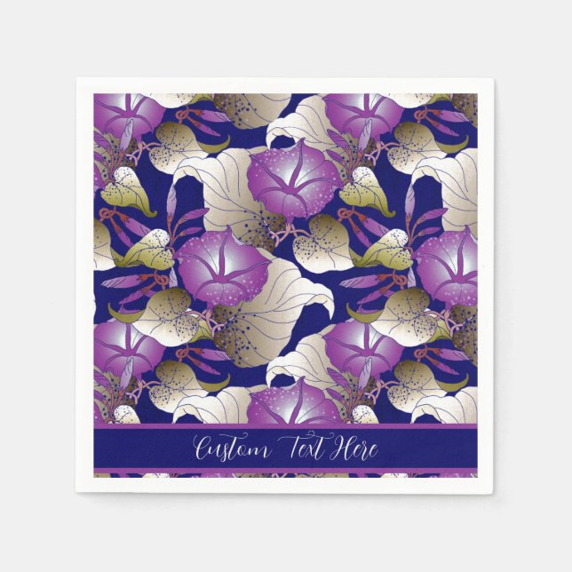 Elegante Lila Lavendel-Blume personalisieren Serviette (Vorderseite)