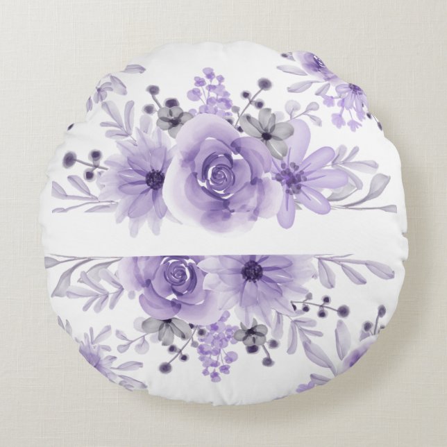 Elegante Lila Lavendelbahn Rundes Kissen (Vorderseite)