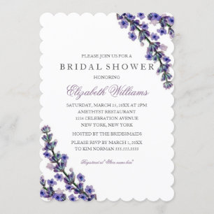Elegante Lila Lavender Bridal Dusche Einladung