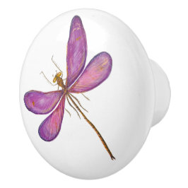 Elegante Lila Libelle Keramikknauf