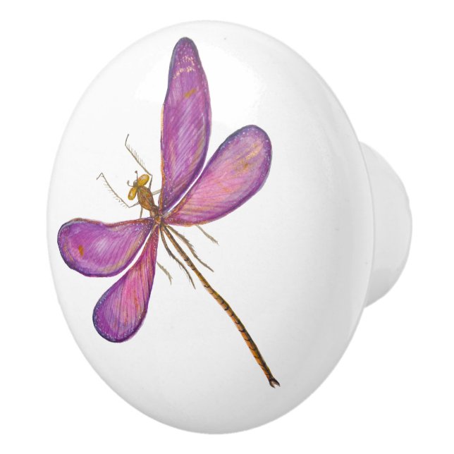 Elegante Lila Libelle Keramikknauf (Rechts)