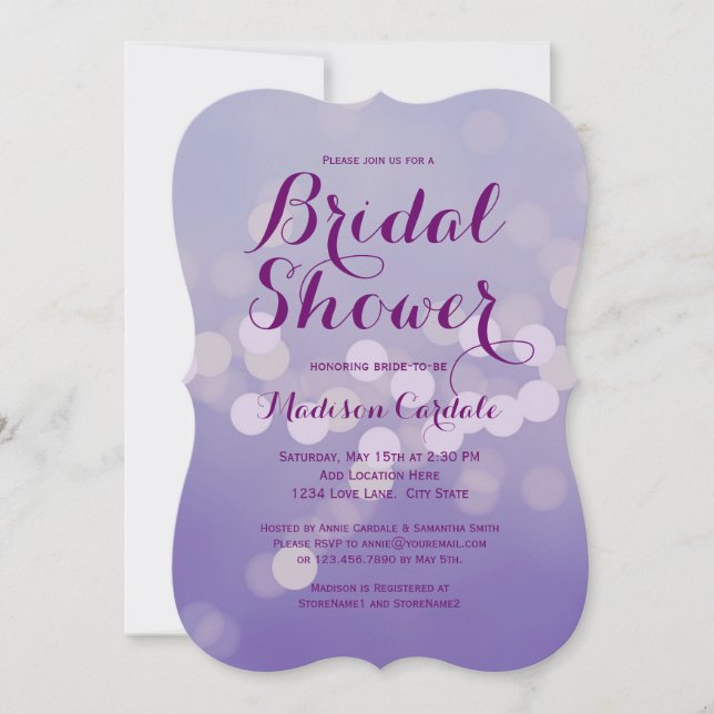 Elegante Lila Lilac Bridal Dusche Einladungen (Vorderseite)