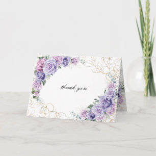 Elegante Lila Lilac Lavender Rose beim Hochzeitsta Dankeskarte