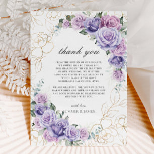 Elegante Lila Lilac Lavender Rose Hochzeit Dankeskarte