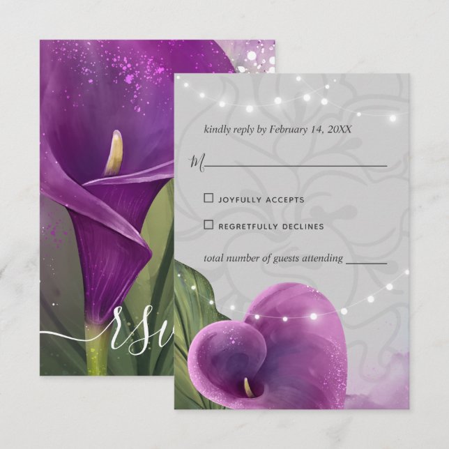 Elegante Lila Livio Vacchini Gebäudes RSVP Karte (Vorne/Hinten)