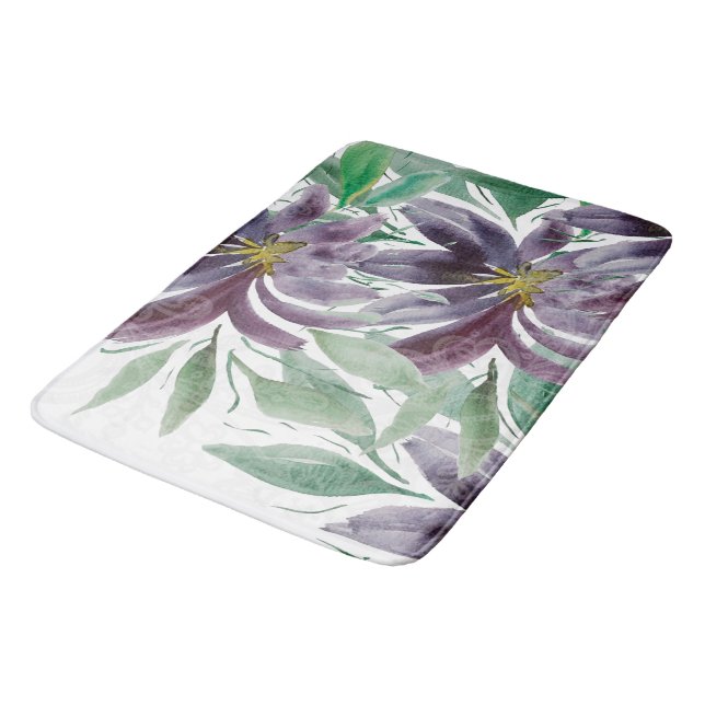 Elegante Lila Lotus Badematte (Schrägansicht)