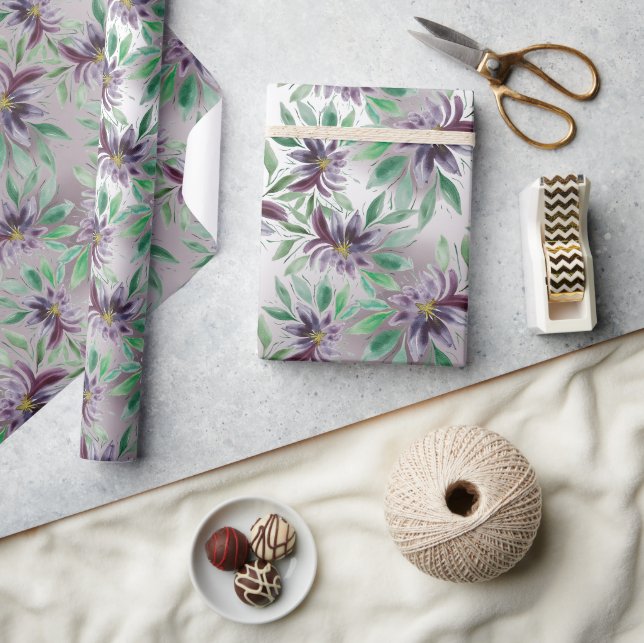 Elegante Lila Lotus Geschenkpapier (Kunsthandwerk)