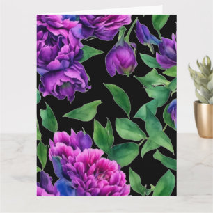 Elegante lila magenta Aquarellblumen Blume Karte