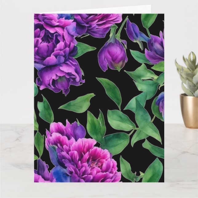 Elegante lila magenta Aquarellblumen Blume Karte (Kleine Pflanze)