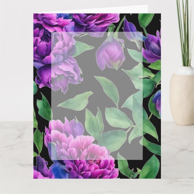 Elegante lila magenta Aquarellblumen Blume Karte (Vorderseite)