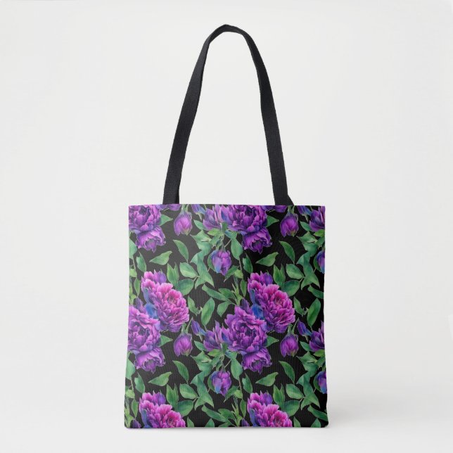 Elegante lila magenta Aquarellblumen Blume Tasche (Vorderseite)
