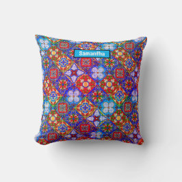Elegante lila mexikanische Talavera-Fliesen Kissen