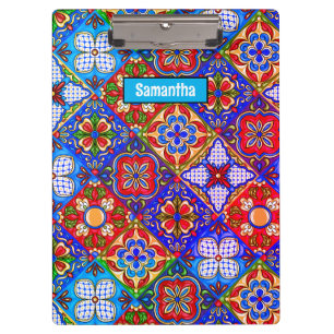 Elegante lila mexikanische Talavera-Fliesen Klemmbrett