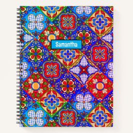 Elegante lila mexikanische Talavera-Fliesen Notizbuch