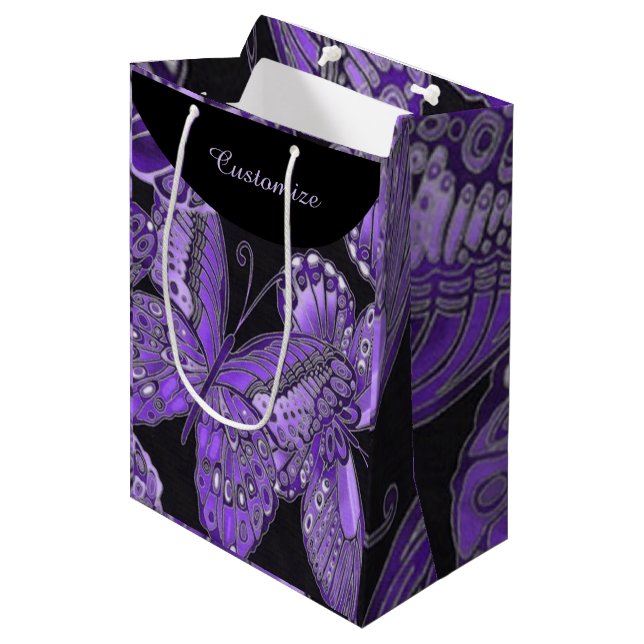 Elegante lila mittlere geschenktüte (Vorderseite Schrägansicht)
