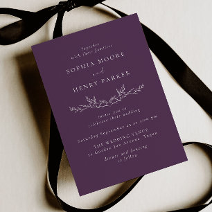 Elegante lila moderne Line-Art-Hochzeit Einladung