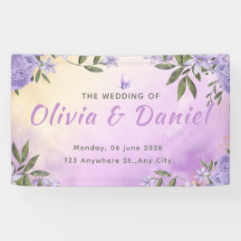 Elegante lila moderne minimalistische Hochzeit Banner
