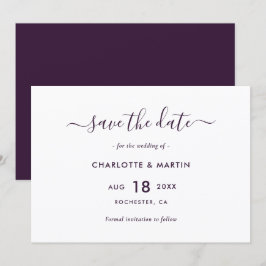 Elegante lila moderne Schrift Hochzeit Save The Date
