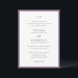 Elegante Lila Monogram Moderne Hochzeit Einladung<br><div class="desc">Moderne Hochzeitseinladungen mit einem sauberen Design mit Serif- und Script-Schriftart.</div>