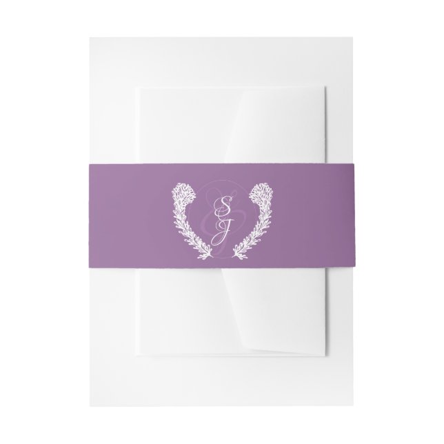 Elegante Lila Monogramm-Hochzeit Einladungsbanderole (Vorderseite Beispiel)